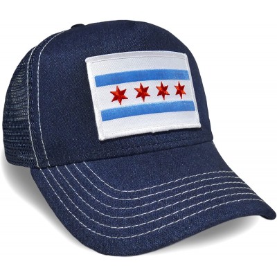 Baseball Caps Chicago Flag Denim Contrast Stitch Baseball Cap Hat - CV12O8PEBUL $13.83