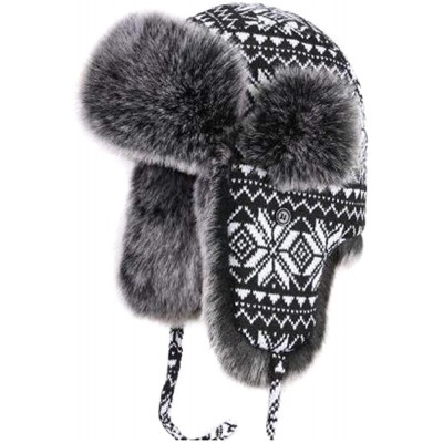 Bomber Hats Knitted Russian Women Winter Aviator Trapper Hat with Faux Fur Lining Hat - Color F - CH12OCBPX5A $55.03