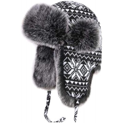 Bomber Hats Knitted Russian Women Winter Aviator Trapper Hat with Faux Fur Lining Hat - Color F - CH12OCBPX5A $28.74