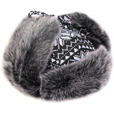 Bomber Hats Knitted Russian Women Winter Aviator Trapper Hat with Faux Fur Lining Hat - Color F - CH12OCBPX5A $28.74