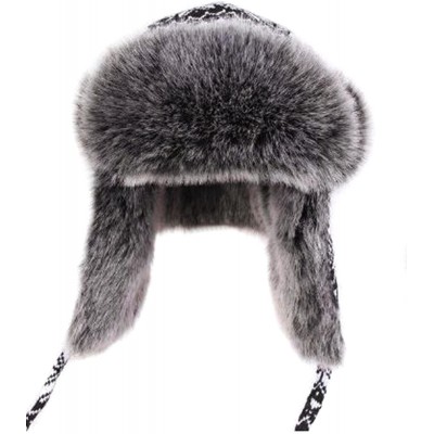 Bomber Hats Knitted Russian Women Winter Aviator Trapper Hat with Faux Fur Lining Hat - Color F - CH12OCBPX5A $47.08