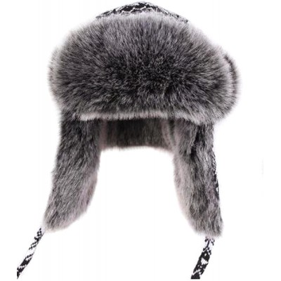 Bomber Hats Knitted Russian Women Winter Aviator Trapper Hat with Faux Fur Lining Hat - Color F - CH12OCBPX5A $28.74