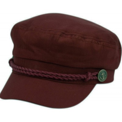 Newsboy Caps Men's Summer Cotton Greek Fisherman Sailor Fiddler Driver Hat Flat Cap - Burgundy - C018TDTC9ZQ $17.91