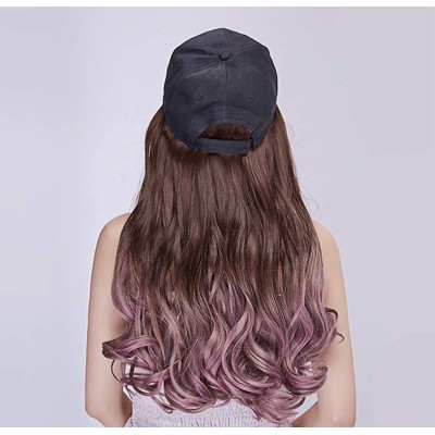 Visors Baseball Cap with Long Wavy Synthetic Hair for Women - Baseball Cap-brownish Dark Ombre Smoke Pink - CO197UY8HRS $28.97