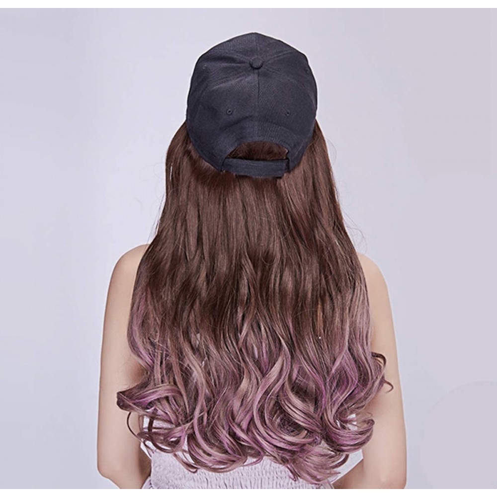 Visors Baseball Cap with Long Wavy Synthetic Hair for Women - Baseball Cap-brownish Dark Ombre Smoke Pink - CO197UY8HRS $13.96