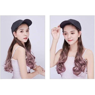 Visors Baseball Cap with Long Wavy Synthetic Hair for Women - Baseball Cap-brownish Dark Ombre Smoke Pink - CO197UY8HRS $13.96