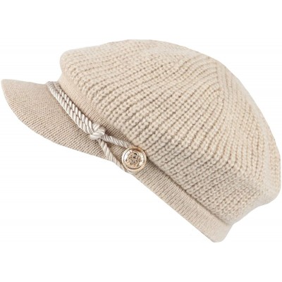 Newsboy Caps Women Winter Knit Newsboy Caps Lady Warm Baker Beanie Hat SLG1226 - Ivory - CL18ZA7MY33 $29.03