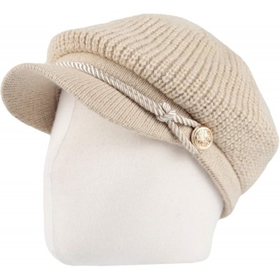 Newsboy Caps Women Winter Knit Newsboy Caps Lady Warm Baker Beanie Hat SLG1226 - Ivory - CL18ZA7MY33 $29.03