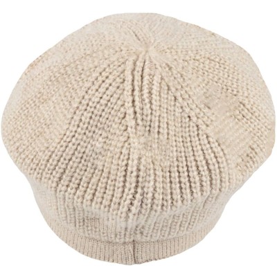 Newsboy Caps Women Winter Knit Newsboy Caps Lady Warm Baker Beanie Hat SLG1226 - Ivory - CL18ZA7MY33 $29.03