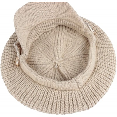 Newsboy Caps Women Winter Knit Newsboy Caps Lady Warm Baker Beanie Hat SLG1226 - Ivory - CL18ZA7MY33 $29.03