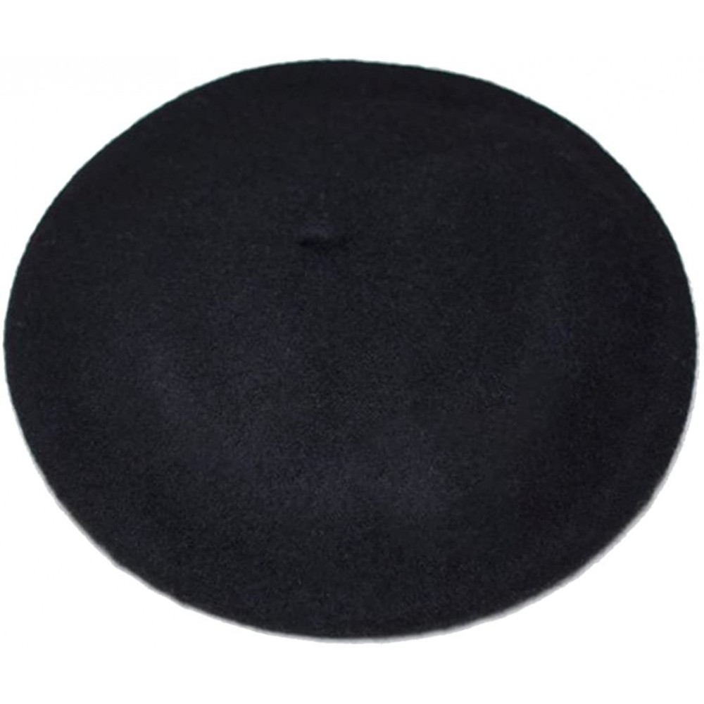 Berets Women French Wool Beret Hats - Solid Color Classic Beanie Winter Cap - Black - CH12FK79965 $9.96