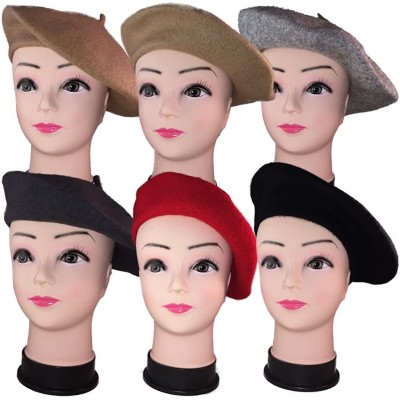 Berets Women French Wool Beret Hats - Solid Color Classic Beanie Winter Cap - Black - CH12FK79965 $9.96