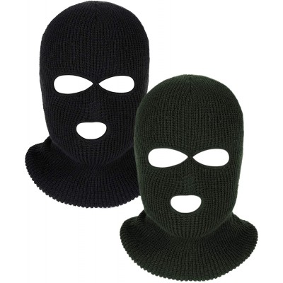 Balaclavas 2 Pieces Knitted Full Face Cover 3-Hole Ski Mask Winter Balaclava Face Mask for Adult Supplies - CQ18M5REU84 $9.37