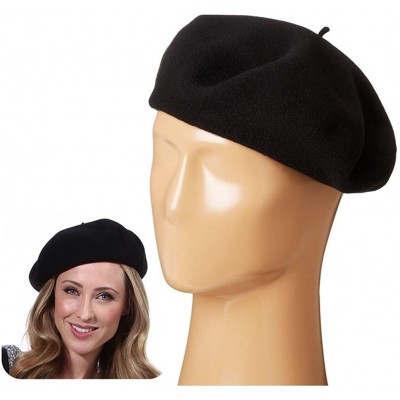 Berets Women French Wool Beret Hats - Solid Color Classic Beanie Winter Cap - Black - CH12FK79965 $9.96