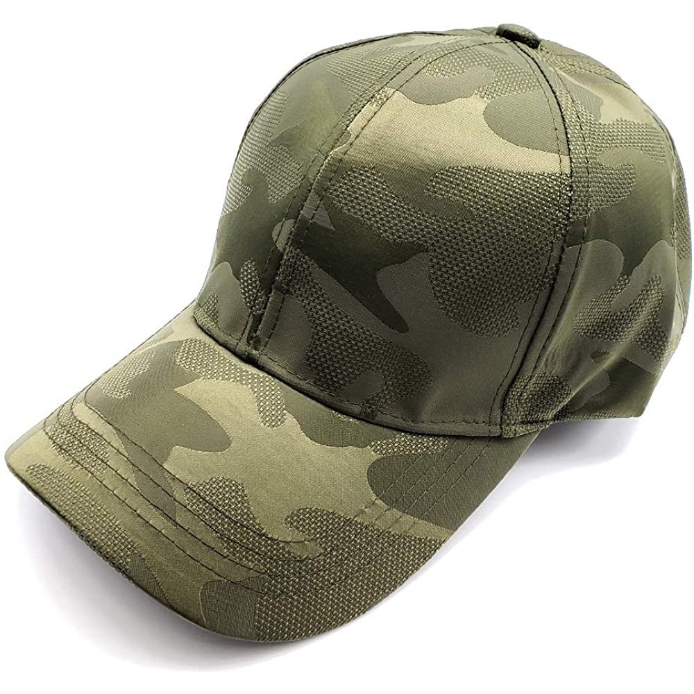 Baseball Caps Unisex Quick Dry Camouflage Cap with Adjustable Fit - Green Camouflage Hat - CA18WKGN588 $10.52