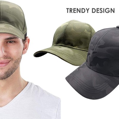Baseball Caps Unisex Quick Dry Camouflage Cap with Adjustable Fit - Green Camouflage Hat - CA18WKGN588 $10.52