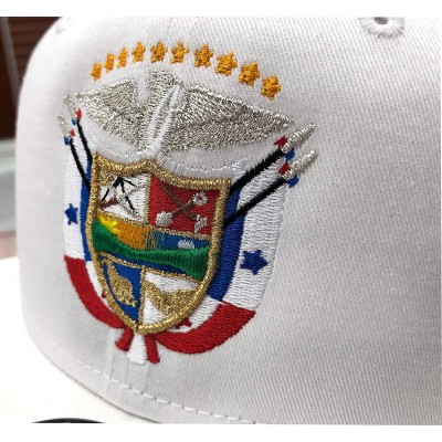 Baseball Caps Panama Vintage or Snapback Hats with Panana Shield and Flag - Snapback/White/Full Color - CB18UEDGW82 $29.29
