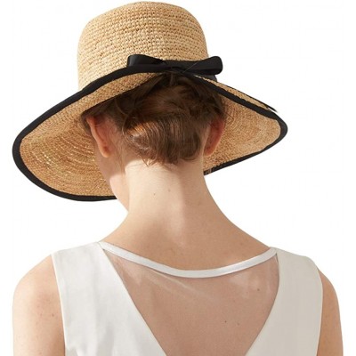 Sun Hats Womens UPF 50+ Wide Brim Panama Straw Hat Foldable Fedora Beach Sun Hat - Beige(0118) - CR18NH4U68G $12.42