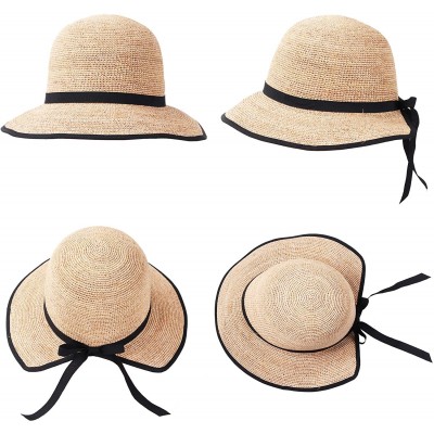 Sun Hats Womens UPF 50+ Wide Brim Panama Straw Hat Foldable Fedora Beach Sun Hat - Beige(0118) - CR18NH4U68G $12.42