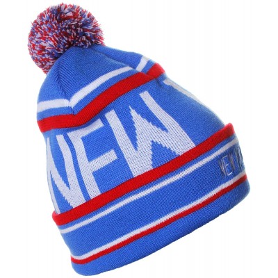 Skullies & Beanies Unisex USA Cities Fashion Large Letters Pom Pom Knit Hat Beanie - New York Blue Red - C712N85KUPG $11.92