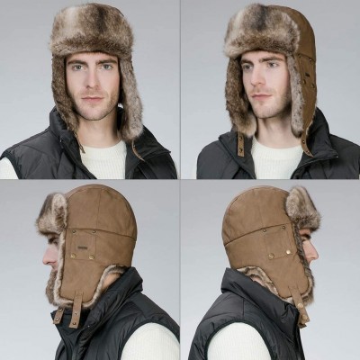 Bomber Hats Men's Faux Fur Trapper Hunting Hat with Earflap Mask Russian Ushanka - 99711_brown - CK18KIRUNCG $43.60