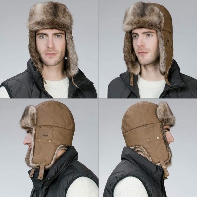 Bomber Hats Men's Faux Fur Trapper Hunting Hat with Earflap Mask Russian Ushanka - 99711_brown - CK18KIRUNCG $23.25