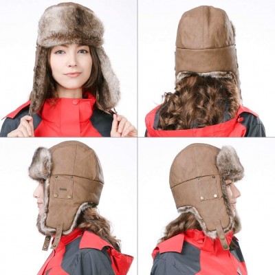 Bomber Hats Men's Faux Fur Trapper Hunting Hat with Earflap Mask Russian Ushanka - 99711_brown - CK18KIRUNCG $43.60