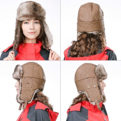 Bomber Hats Men's Faux Fur Trapper Hunting Hat with Earflap Mask Russian Ushanka - 99711_brown - CK18KIRUNCG $23.25