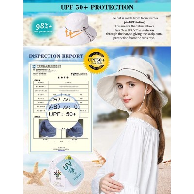 Bucket Hats Womens Packable Ponytail SPF 50 Sun Hat Summer Gardening Hiking Fishing 55-61cm - Beige_99024 - CP18CWQ5UHS $19.01