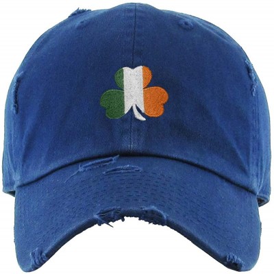 Baseball Caps Irish Shamrock Vintage Baseball Cap Embroidered Cotton Adjustable Distressed Dad Hat - Navy - CK1924USDTZ $33.51