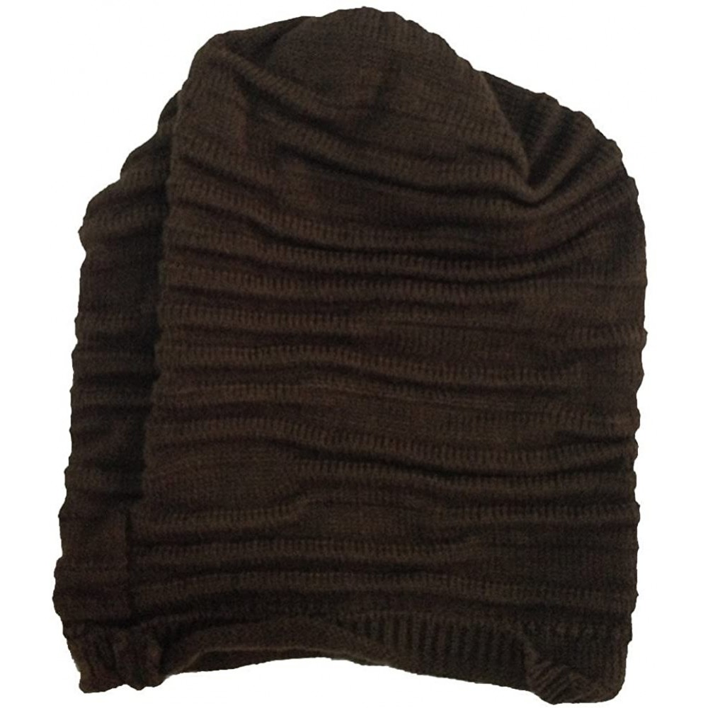 Skullies & Beanies Unisex Folds Slouchy Beanie Winter Warmer Fall Wool Hat (Coffee) - CI11GWUTM7V $10.15