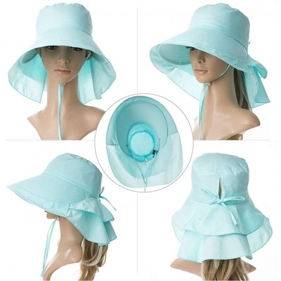 Sun Hats Womens Packable SPU 50 Summer Sun Bucket Ponytail Hat Outdoor Beach Hiking Chin Strap Floppy Safari 55-59CM - CG18CY...