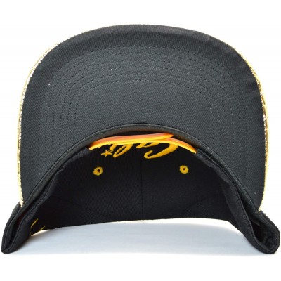 Baseball Caps AblessYo Gold Bling California Republic Bear Flat Bill Visor Snapback Baseball Cap AYO6048 - Gold - CJ18IR0L86Q...