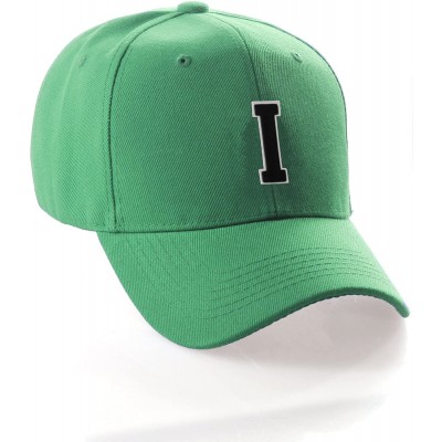 Baseball Caps Classic Baseball Hat Custom A to Z Initial Team Letter- Green Cap White Black - Letter I - C018IDT0RQY $26.91