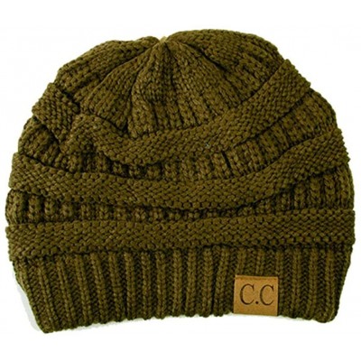 Skullies & Beanies Trendy Warm Chunky Soft Stretch Cable Knit Beanie Skull Cap - New Olive - C3126QDGCNZ $11.33