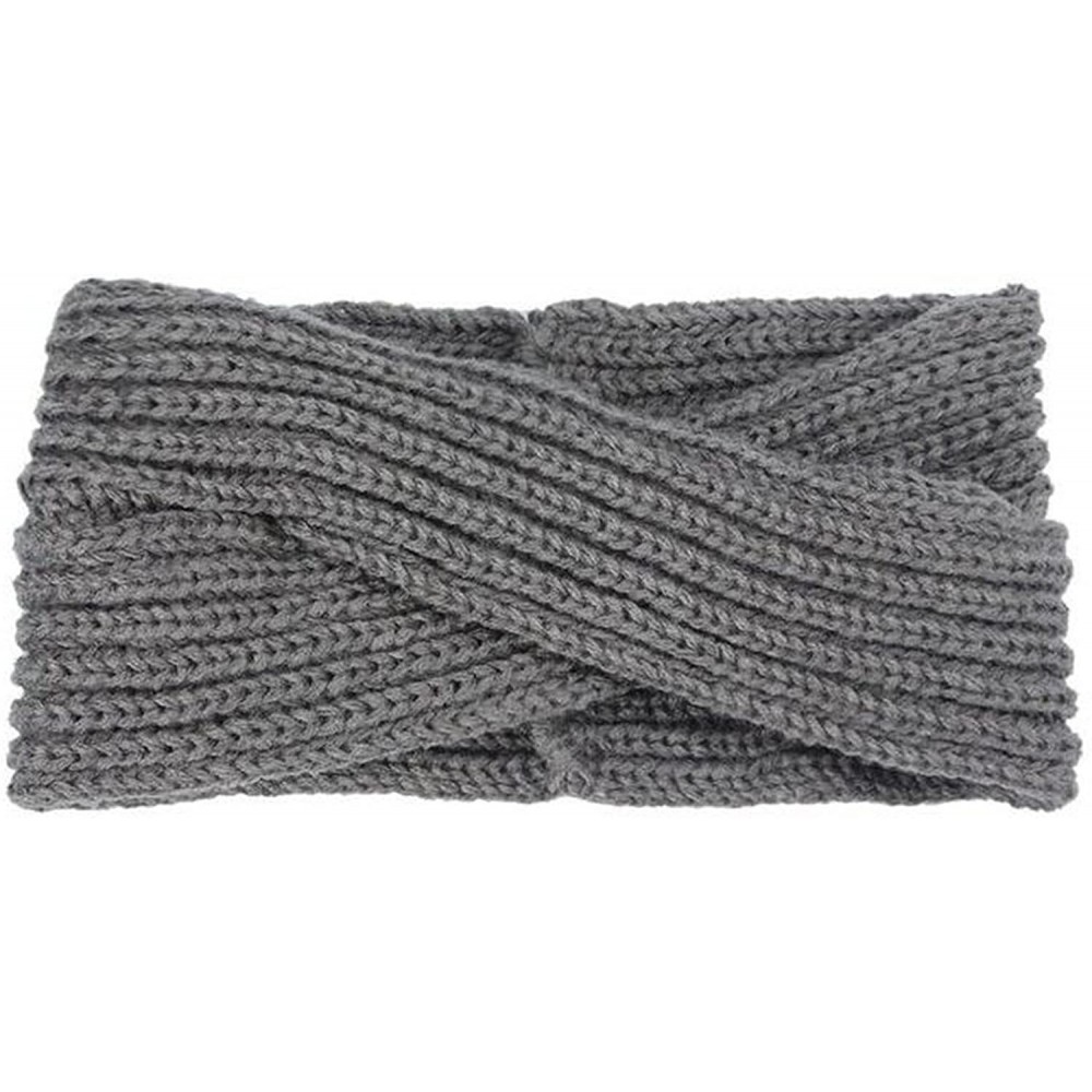Headbands Knitted Twisted Headband Ear Warmer Head Wrap Headband (N1288) - Dark Gray - C5120P3T2TN $10.32