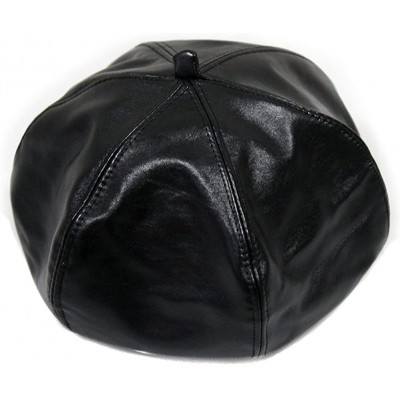 Berets Men Women Winter Warm PU False Leather Plain Color Beret Cap FFH243BLK - Black - CV12NA82MF6 $17.33