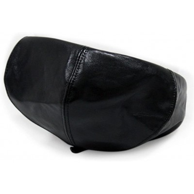 Berets Men Women Winter Warm PU False Leather Plain Color Beret Cap FFH243BLK - Black - CV12NA82MF6 $17.33