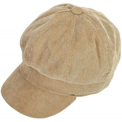 Newsboy Caps Beret Corduroy Newsboy Hat for Women Visor Adjustable Winter Octagonal Cap for Ladies - Beige - CO18I806HA8 $11.78