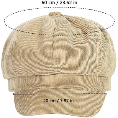 Newsboy Caps Beret Corduroy Newsboy Hat for Women Visor Adjustable Winter Octagonal Cap for Ladies - Beige - CO18I806HA8 $11.78