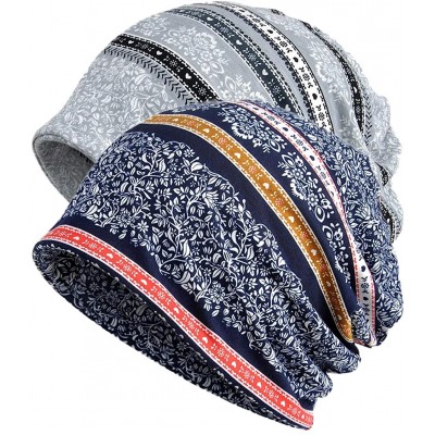 Skullies & Beanies Women's Sleep Soft Headwear Cotton Lace Beanie Hat Hair Covers Night Sleep Cap - Color Mix55&56 - CC198E65...