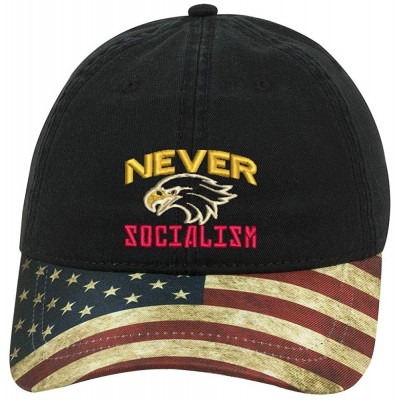 Baseball Caps Never Socialism Hat - Flag Black - CB18OMIIOZD $38.59
