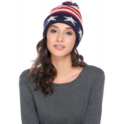 Skullies & Beanies Women Men Crochet Knitted Ball Stripe Stars Winter Warm Beanie Hat Ski Cap - Stripe Stars - CV185LAQ0RH $1...