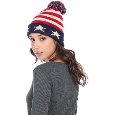Skullies & Beanies Women Men Crochet Knitted Ball Stripe Stars Winter Warm Beanie Hat Ski Cap - Stripe Stars - CV185LAQ0RH $1...