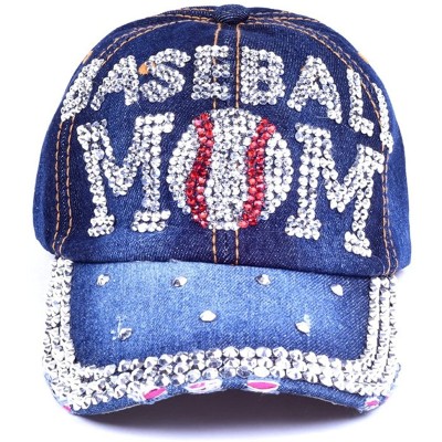 Baseball Caps Denim Rhinestone Bling Sports Mom Baseball Cap Hat - Baseball Mom - CG12DSLY5BT $44.00