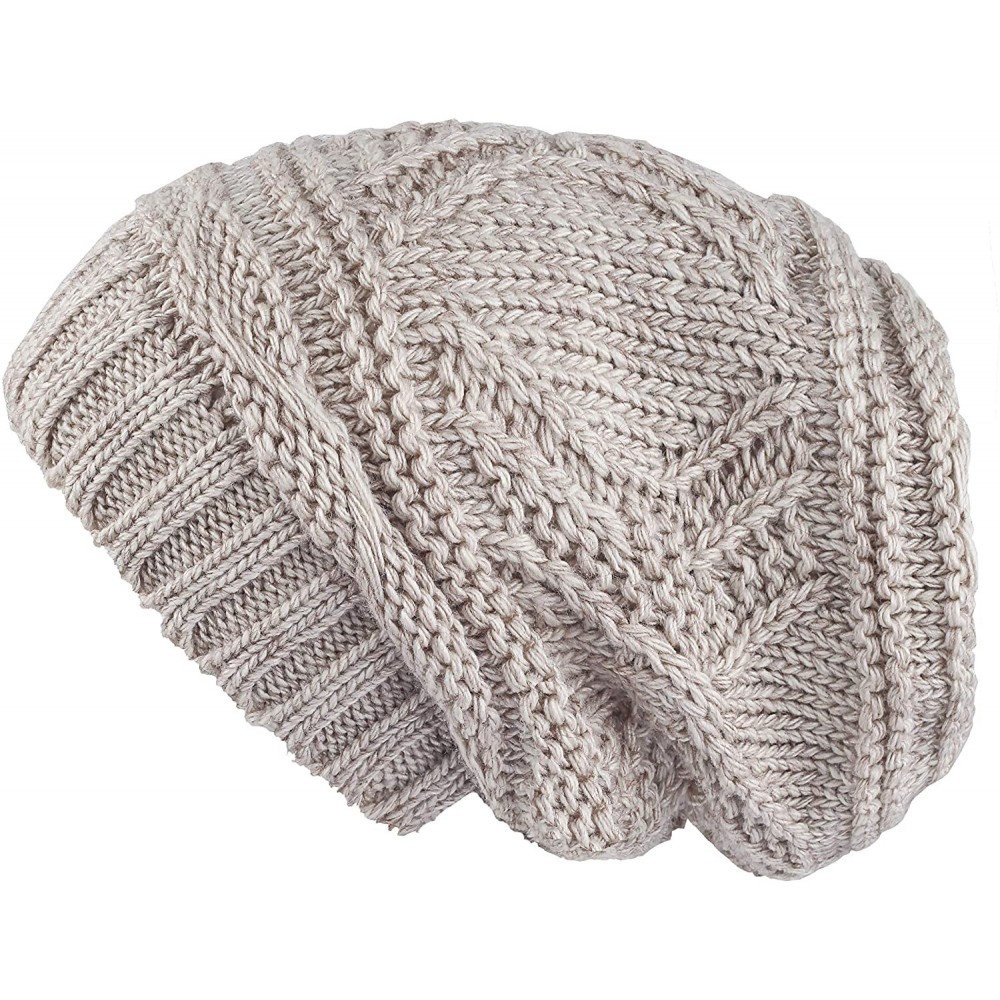 Skullies & Beanies Knit Slouchy Oversized Soft Warm Winter Beanie Hat - Beige - CS12MRKZIMH $10.20