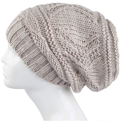 Skullies & Beanies Knit Slouchy Oversized Soft Warm Winter Beanie Hat - Beige - CS12MRKZIMH $10.20