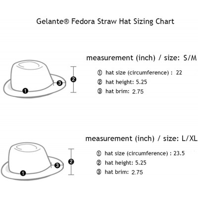 Fedoras Wide Brim Summer Fedora Panama Straw Hats with Black Band - Beige - C118CW4EZQY $14.15