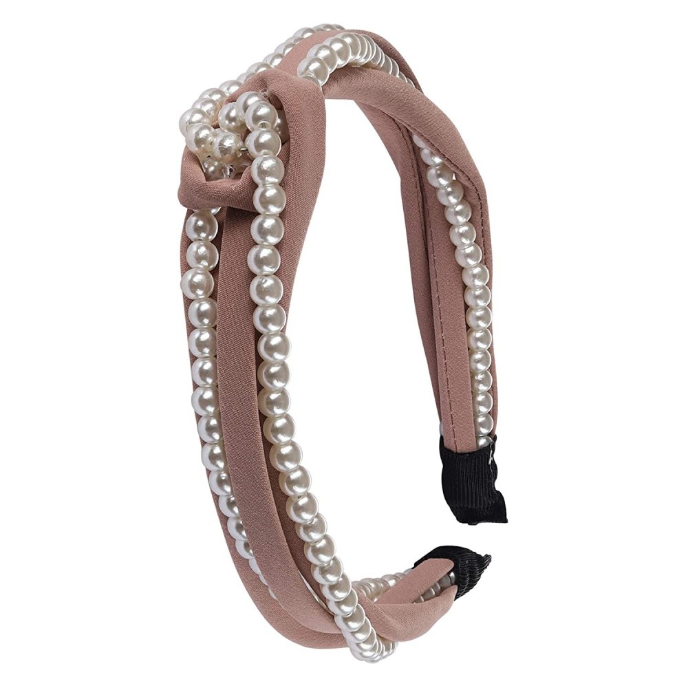 Headbands Ladies Pearl Strand Headband (Mauve) - Mauve - CY18W2AYZR6 $11.17