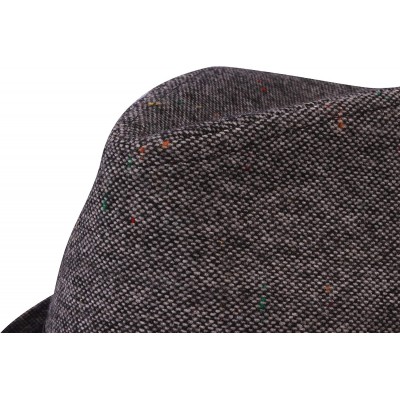 Fedoras Men's Women's Manhattan Structured Gangster Trilby Wool Fedora Hat Classic Timeless Light Weight - Grey 1 - C518ARR2T...